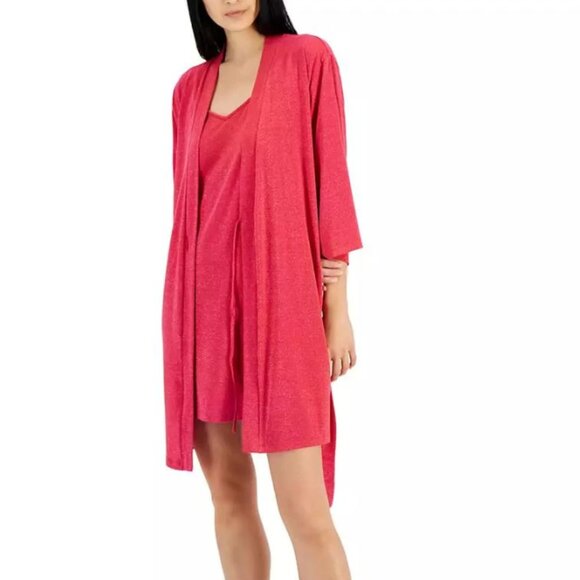 I.N.C. International Concepts 2-Pc. Sparkle Robe & Chemise Set Infrared NWT - Picture 10 of 10